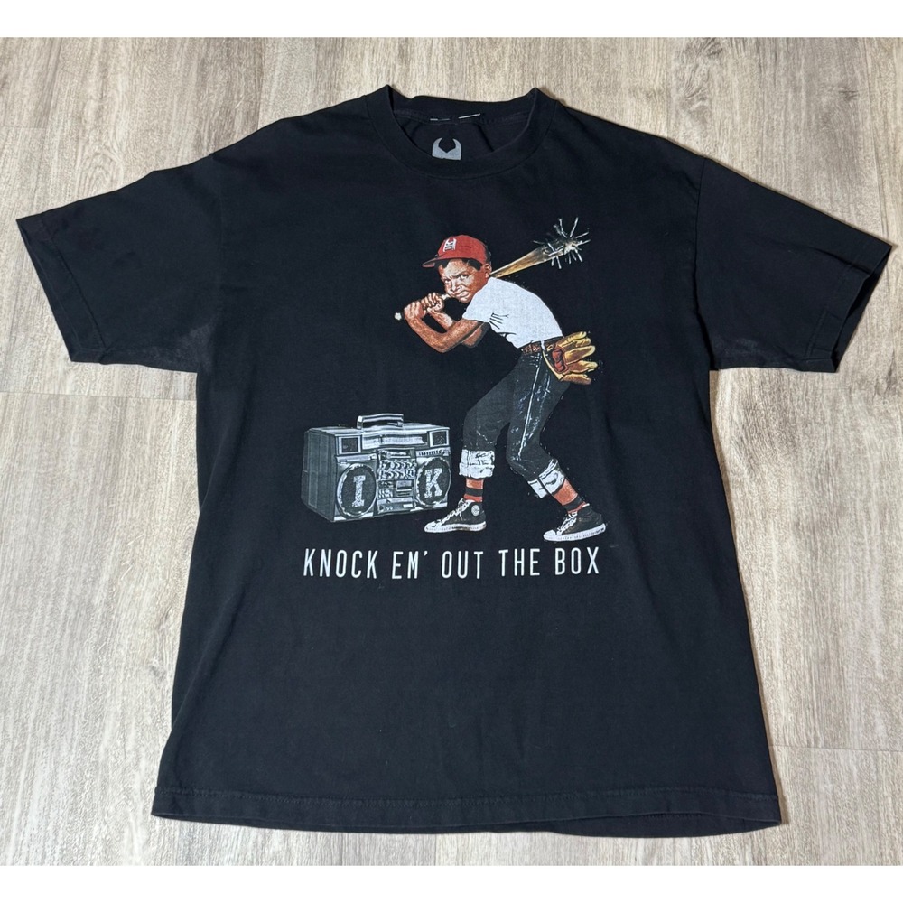 IMKING Knock Em Out‎ The Box Graphic T-Shirt Men's Size L Black Boombox Baseball
